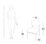 aurea restaurant dining chair - measurements and drawing