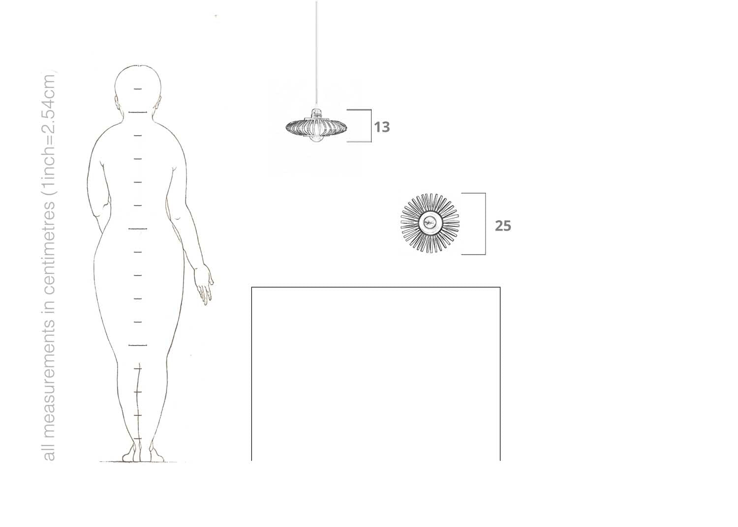 Sustainable Living: Silver and Blue Celeste Light - drawing and dimensions