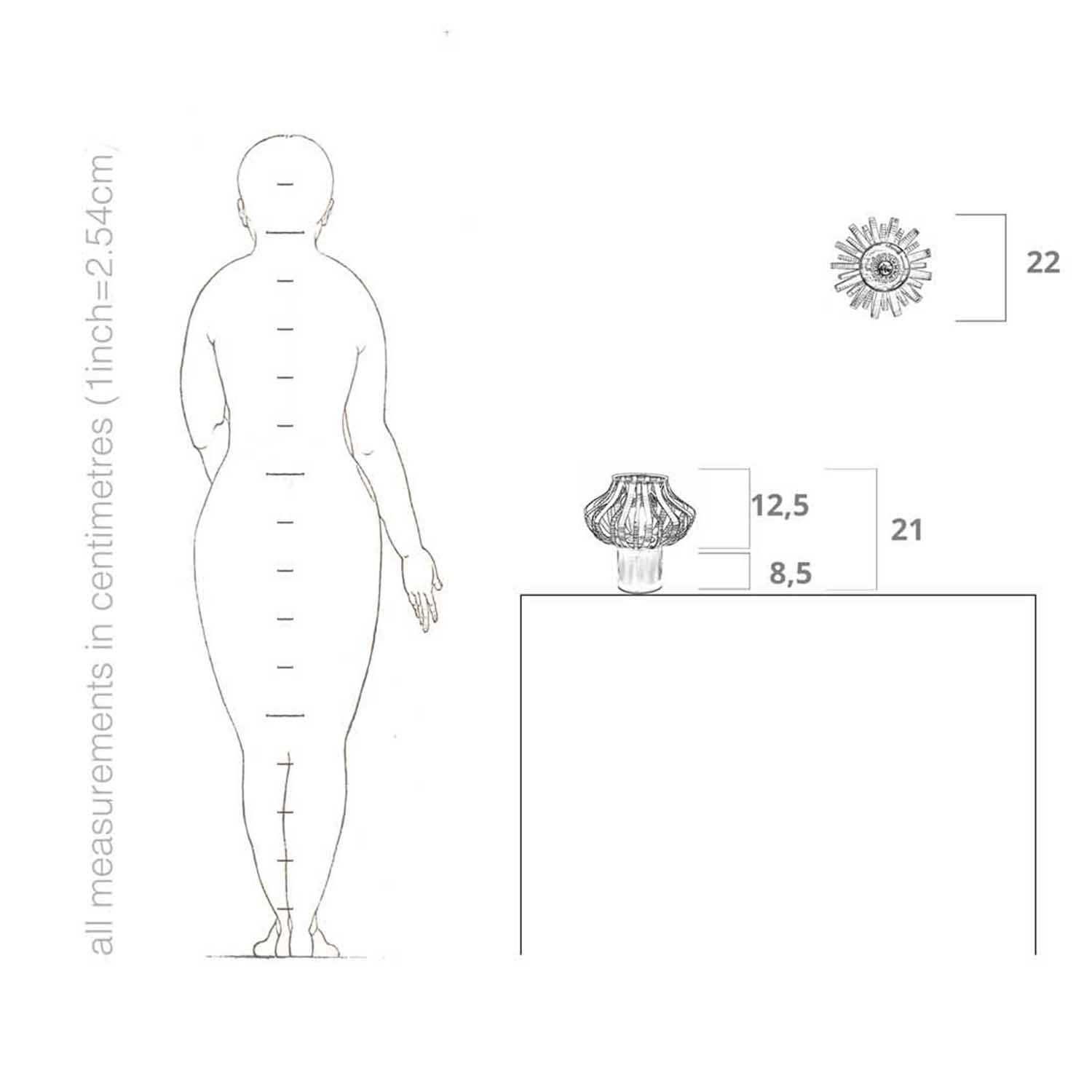 tiny table lamp dimensions and drawing