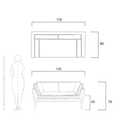 Stellina Loveseat Technical Drawing - Dimensions and Details