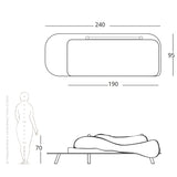 sofa with built in table drawing and dimensions.