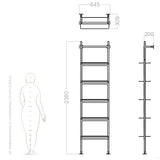 golden bookshelf design and dimension drawing