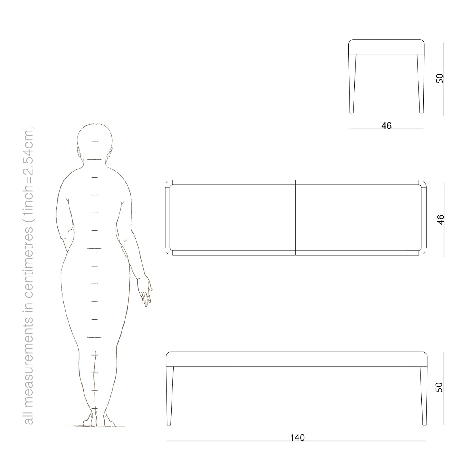 ottoman bench design and drawing details