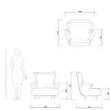 armchair drawing and dimensions