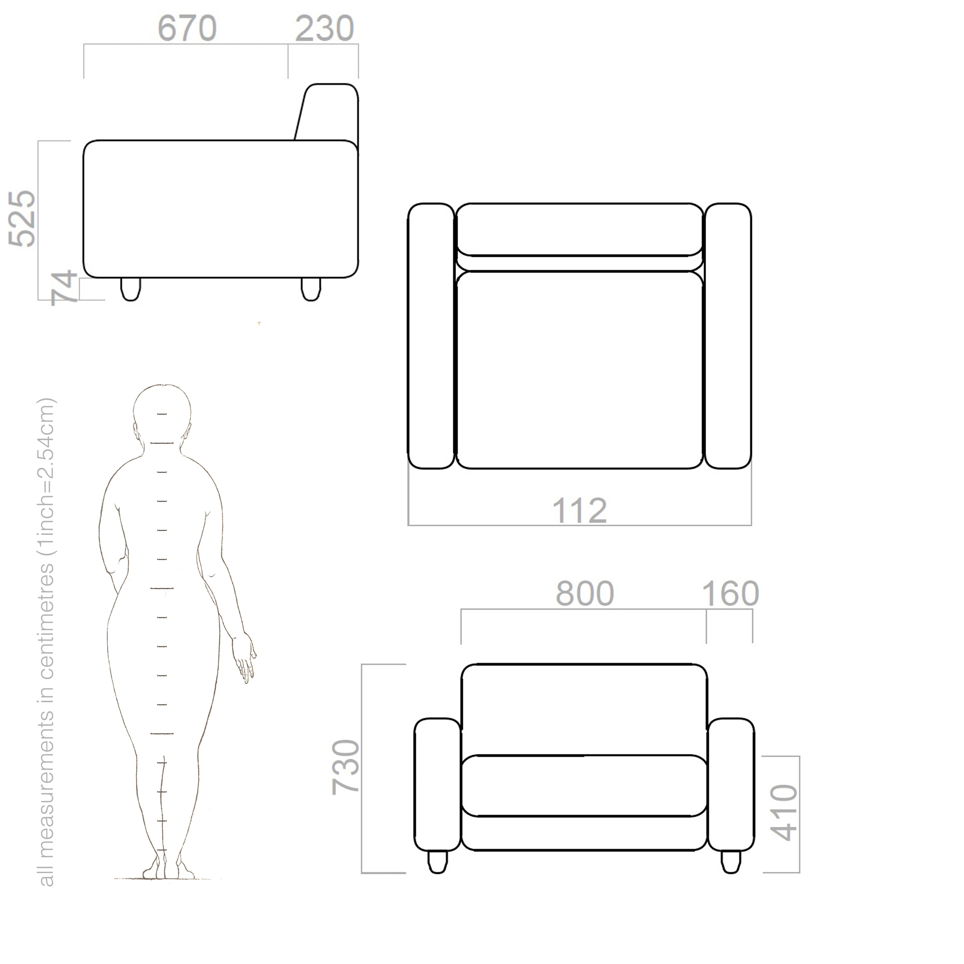 leather armchair dimensions and drawing
