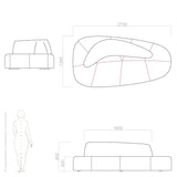 sofa island drawing and dimensions