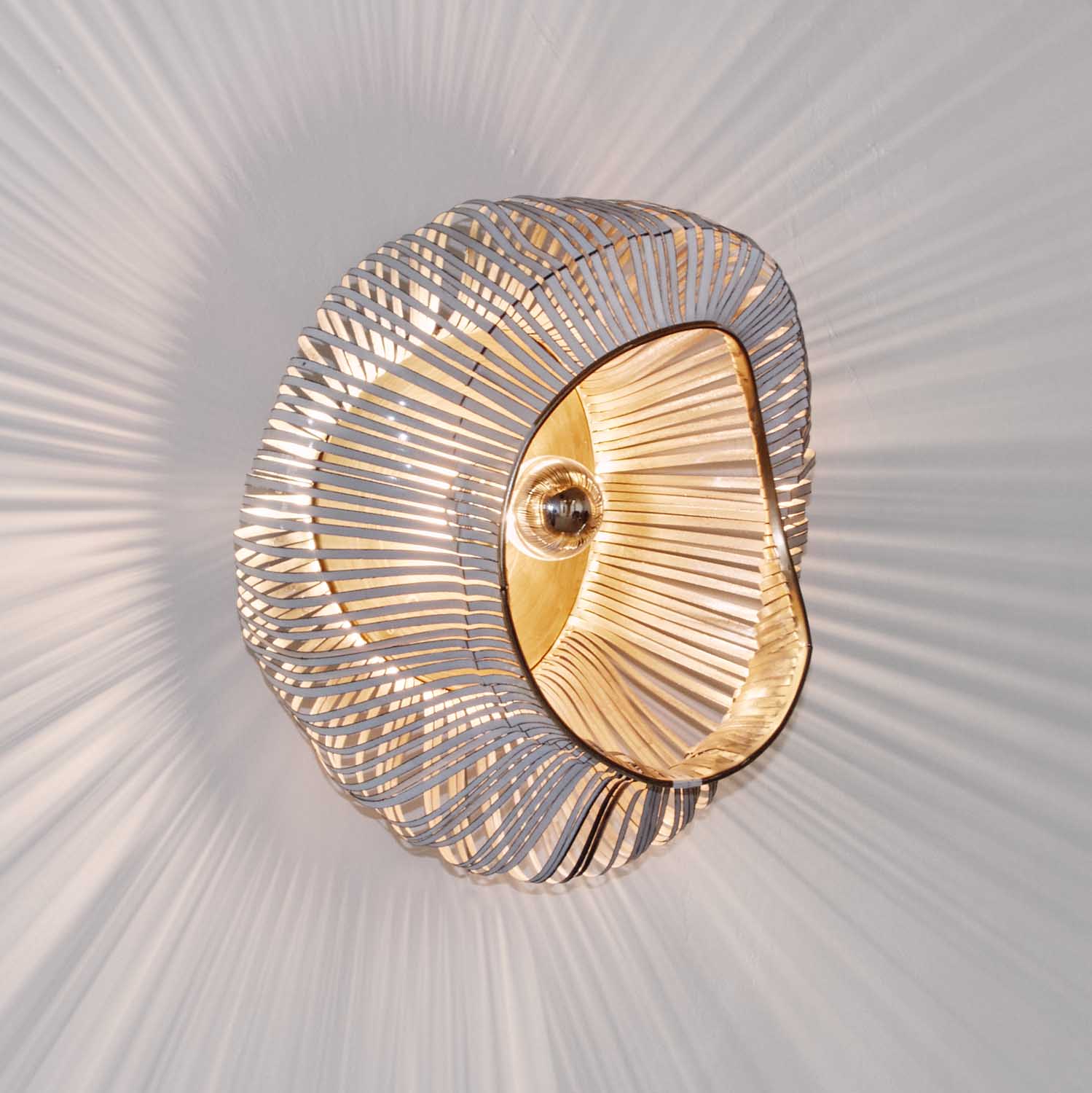 upcycled lamp, recycled wall light, sustainable lighting, Fuga wall light by Nadia Galli Zugaro