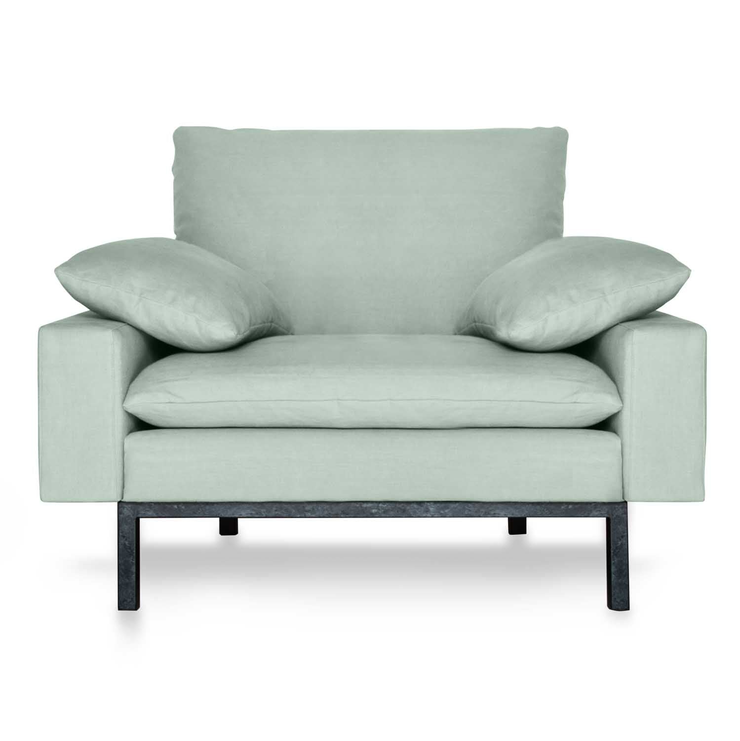 Craftsmanship in Every Detail. light green linen furniture.