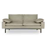 Minimalist Sofa with Squared Lines, beige organic linen