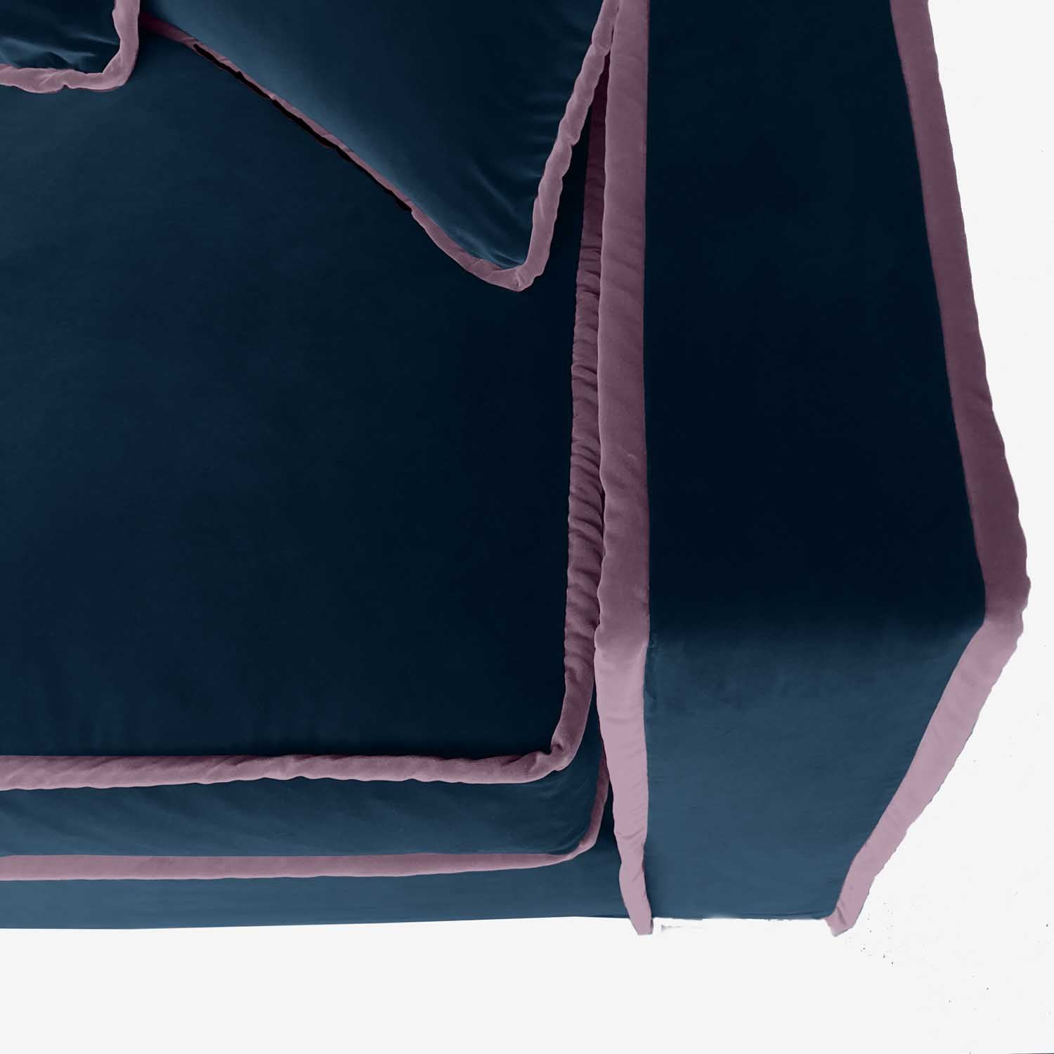 Chic Modern Elegance, navy and pink velvet sofa