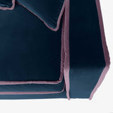 Chic Modern Elegance, navy and pink velvet sofa