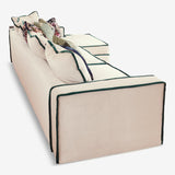 Long Weekends and Evenings Made Cozier. rafaella white chaise sofa backrest view.