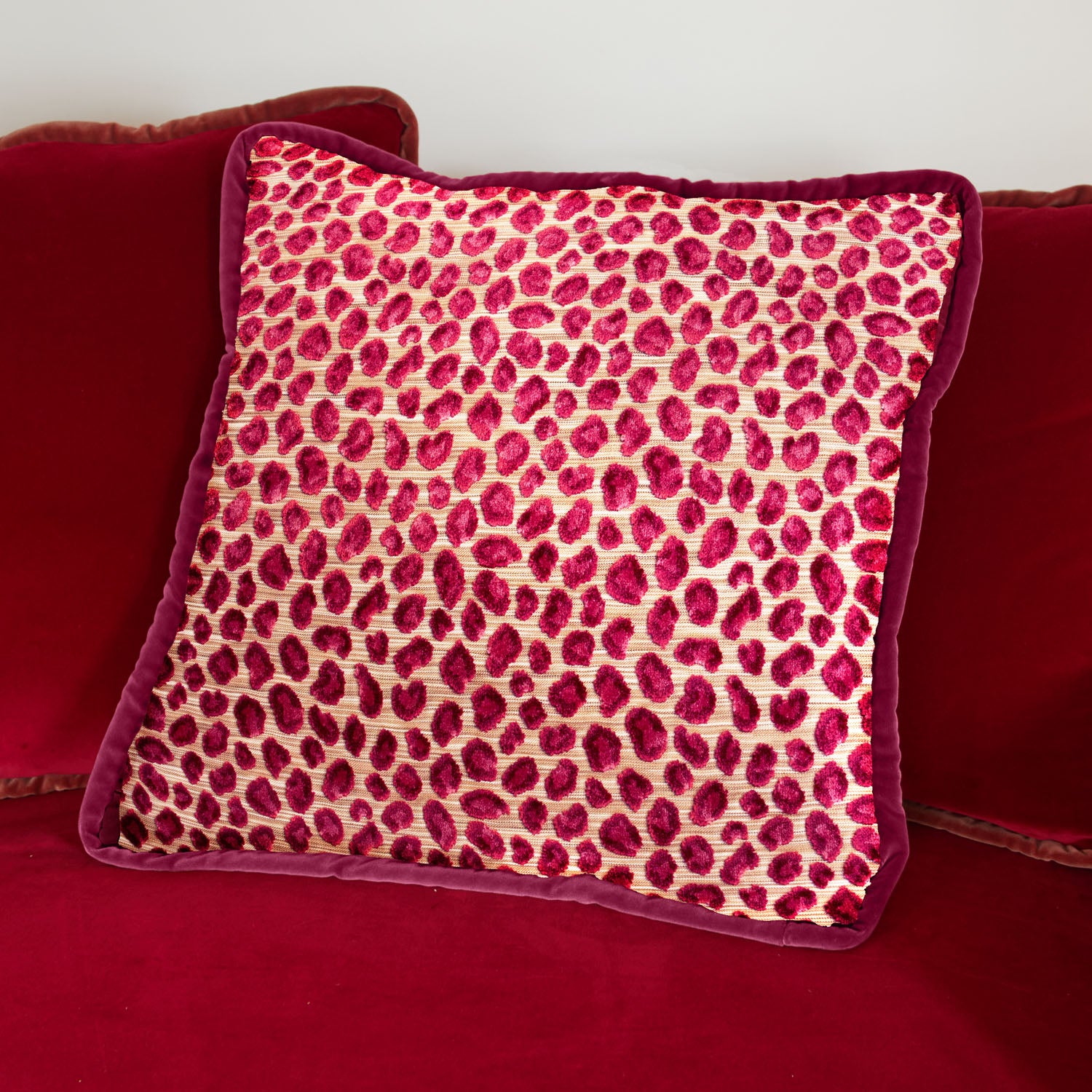 red and gold leopard jacquard side