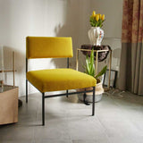 yellow upholstered natural lounge chair