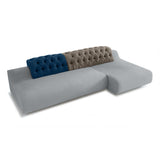 baco organic sofa with chaise longue in grey natural cotton textile