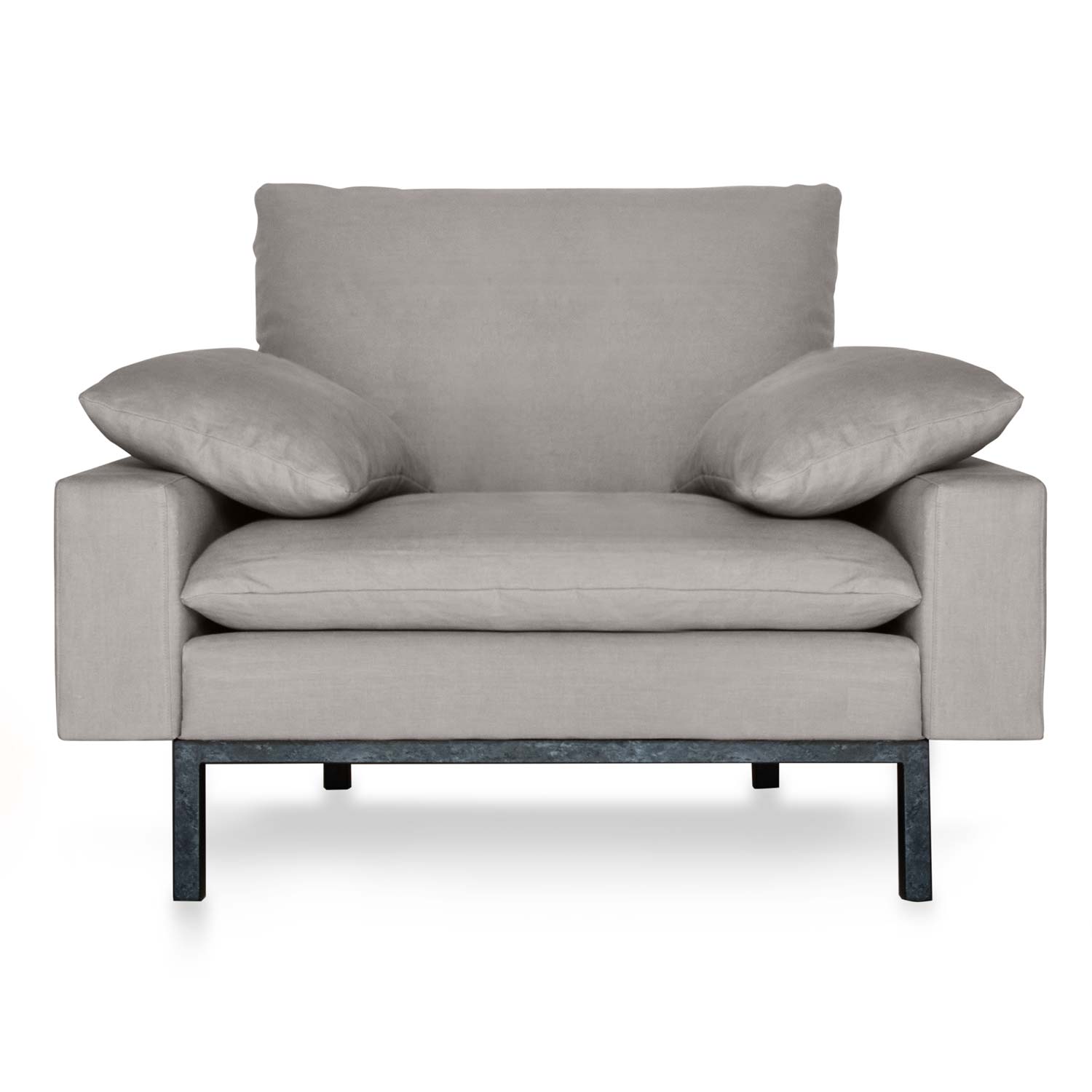 Brushed Iron Frame Armchair: Modern Elegance.