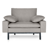 Brushed Iron Frame Armchair: Modern Elegance.