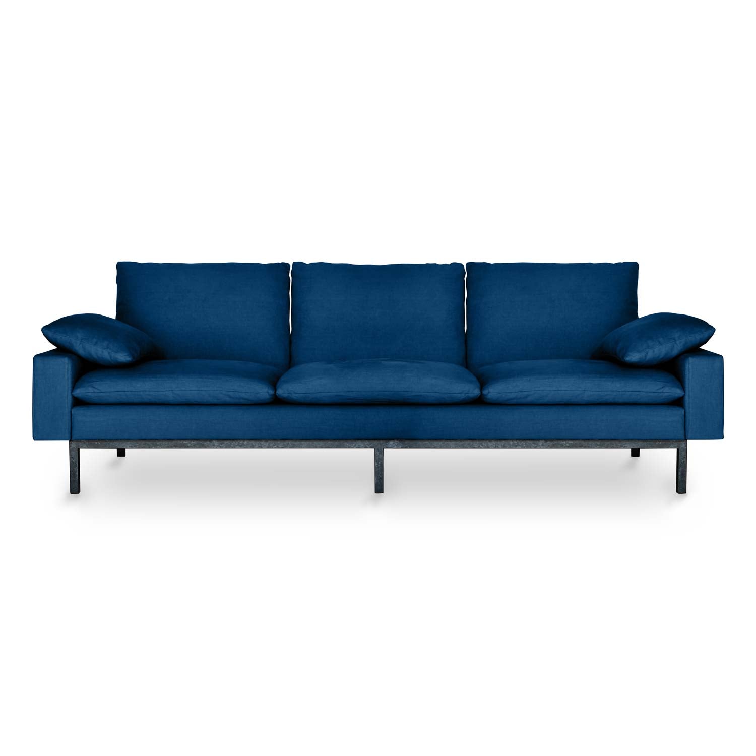 Streamlined Elegance in Every Detail. navy blue organic sofa