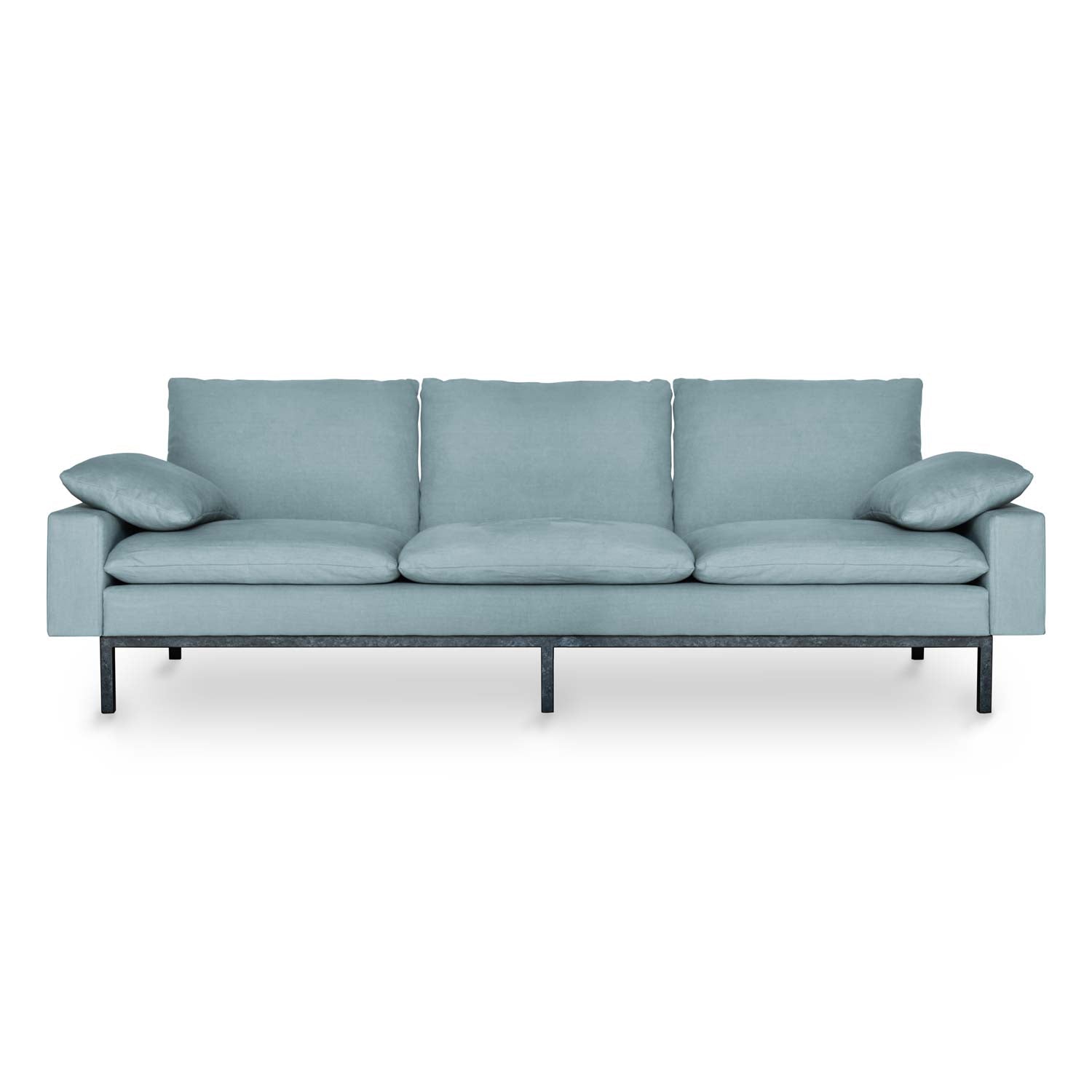 Create Your Oasis of Relaxation. green linen sofa.