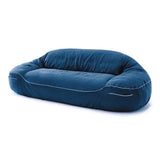 navy blue cotton sofa with contrasting piping