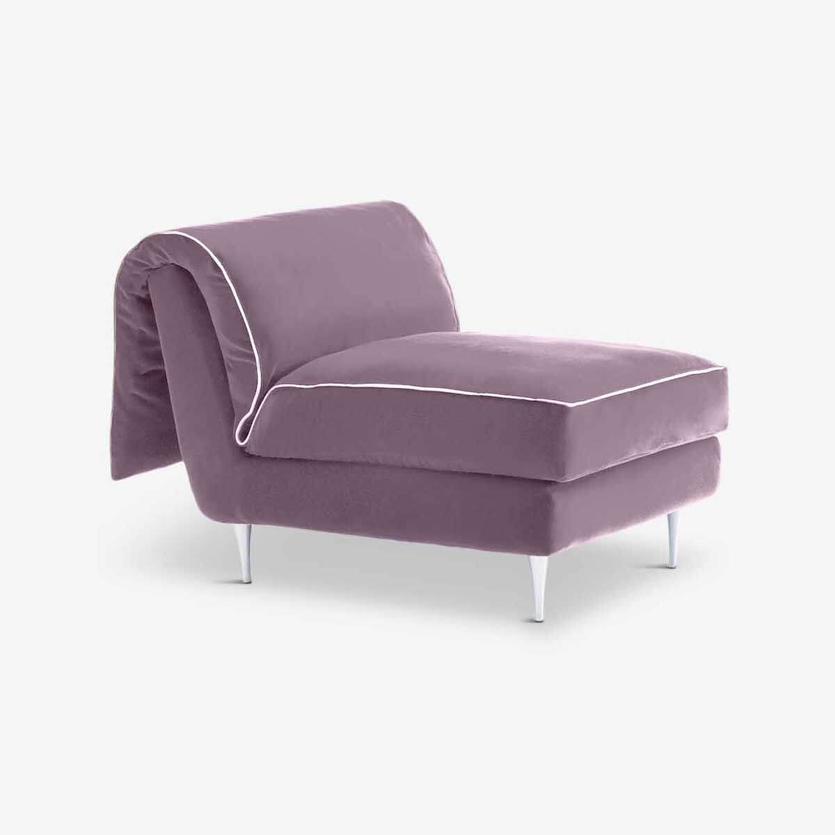 organic daybed, pink natural velvet textile, casquet daybed  by ddp studio