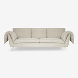 eco friendly sofa, beige natural linen textile, casquet three seater sofa by ddp studio