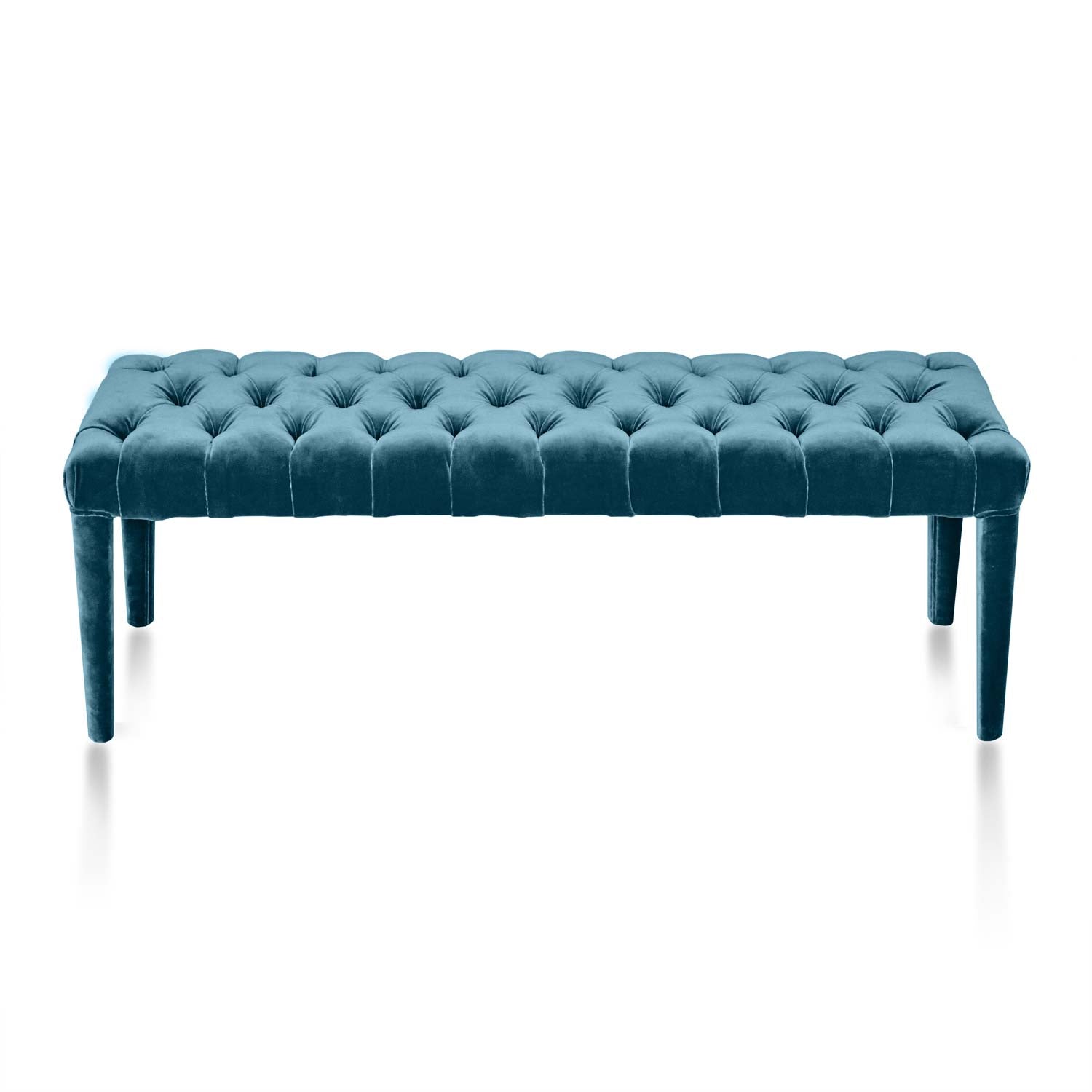 light blue ottoman velvet bench