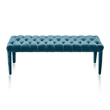 light blue ottoman velvet bench