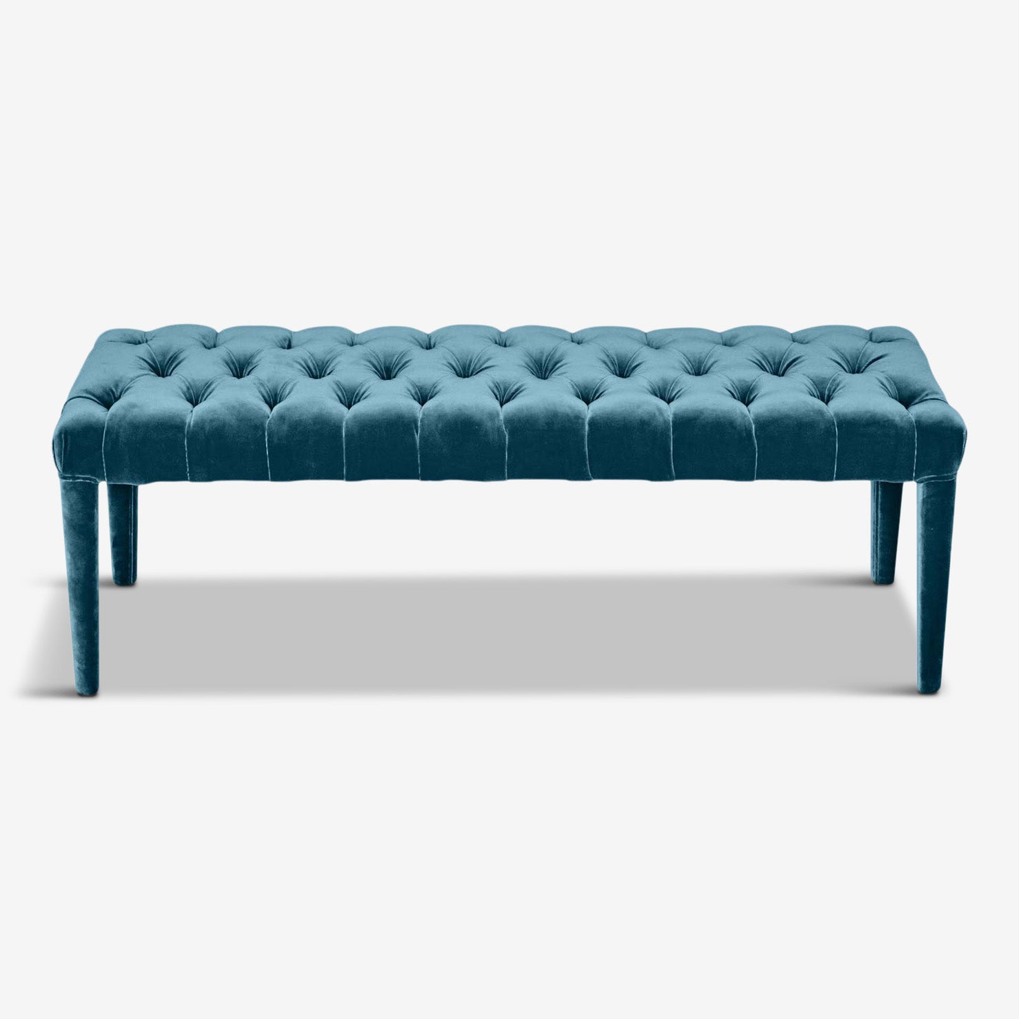 eco friendly  ottoman bench, blue natural velvet textile, farfalla ottoman bench by biosofa