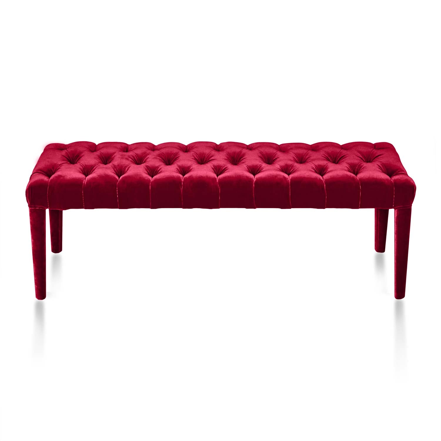 bright red ottoman bench in velvet