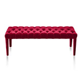 bright red ottoman bench in velvet