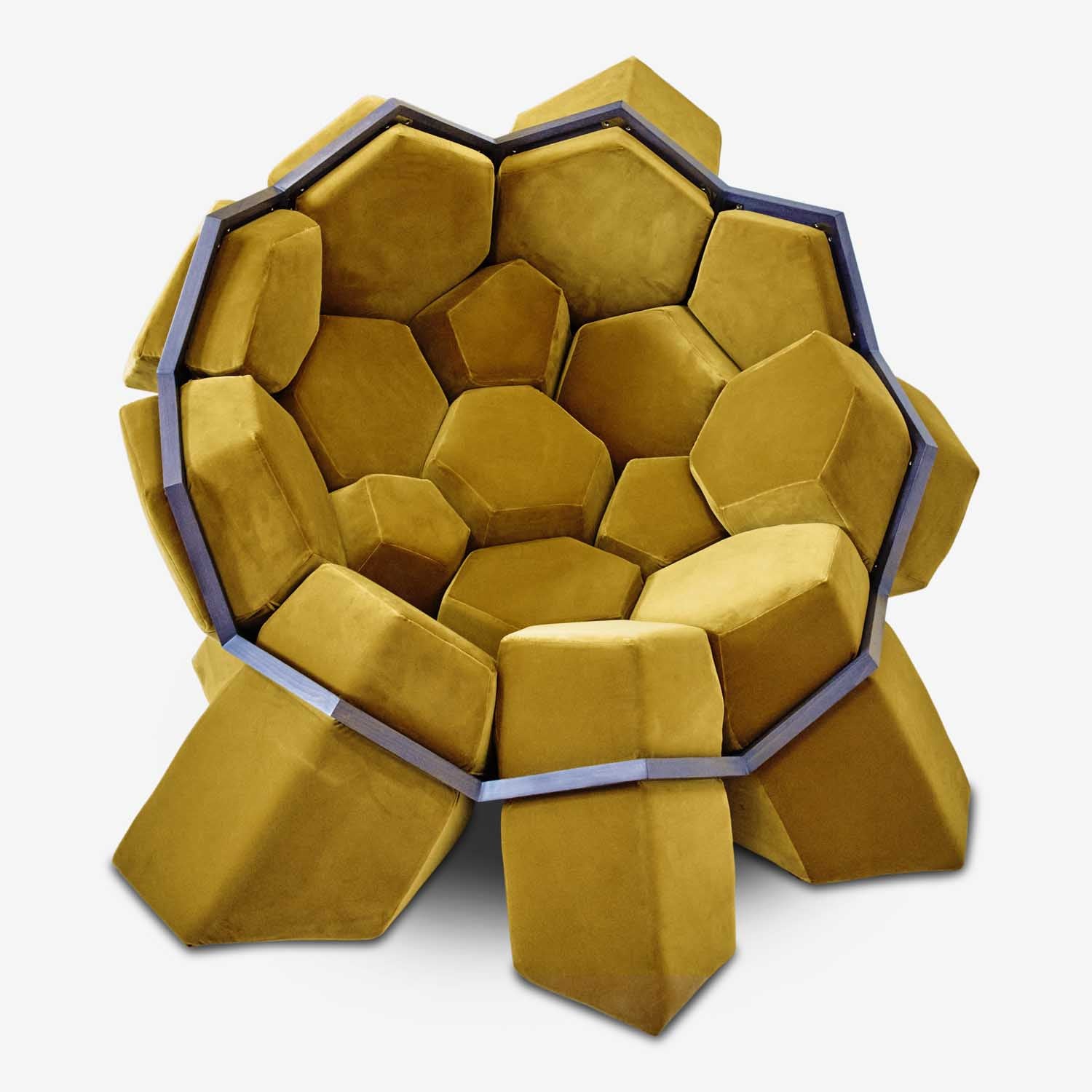 Unique Manufacturing Process, yellow velvet striking armchair