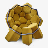 Unique Manufacturing Process, yellow velvet striking armchair