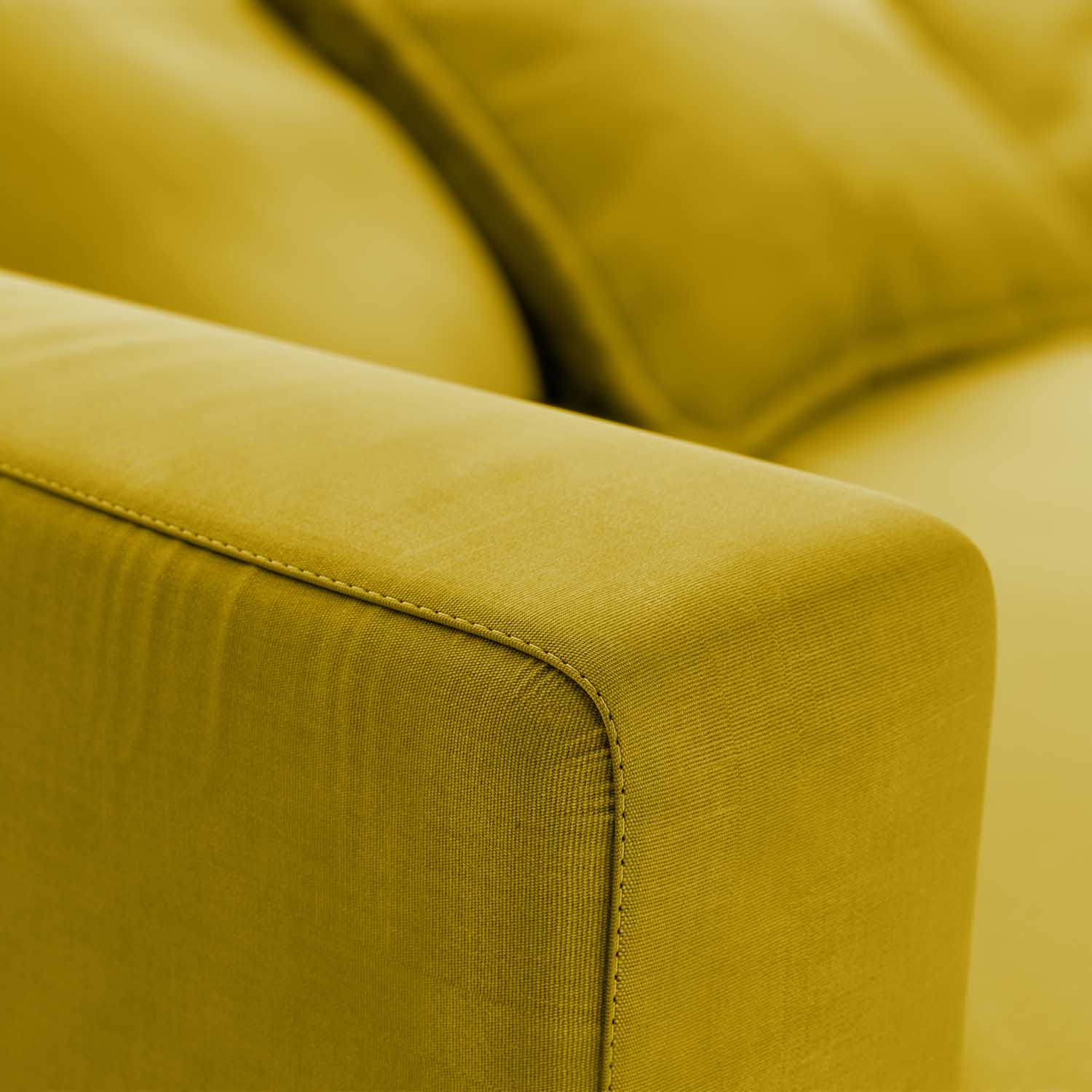 Stylish Stitching Detail handmade yellow sofa