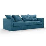 Slouchy Yet Angular Silhouette, dark green cotton sofa