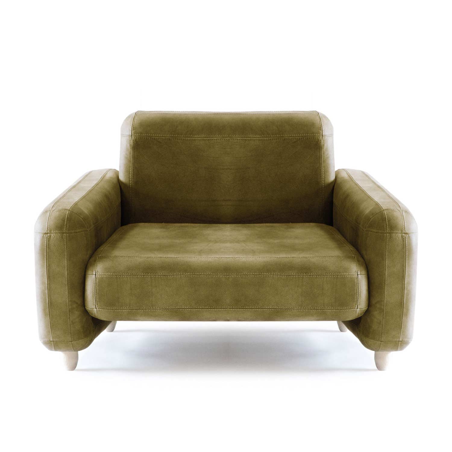 Clean Lines and Smooth Aesthetic chrome free leather armchair in beige
