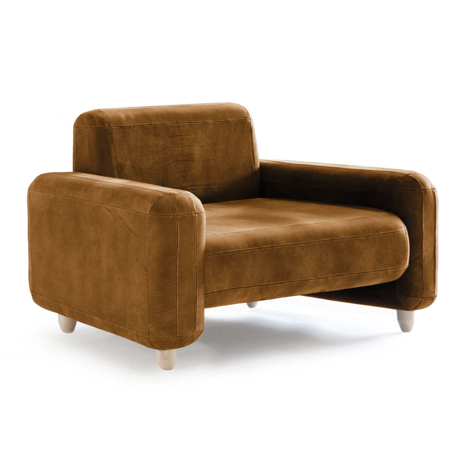 Refined Details in Traco Armchair cognac leather side view