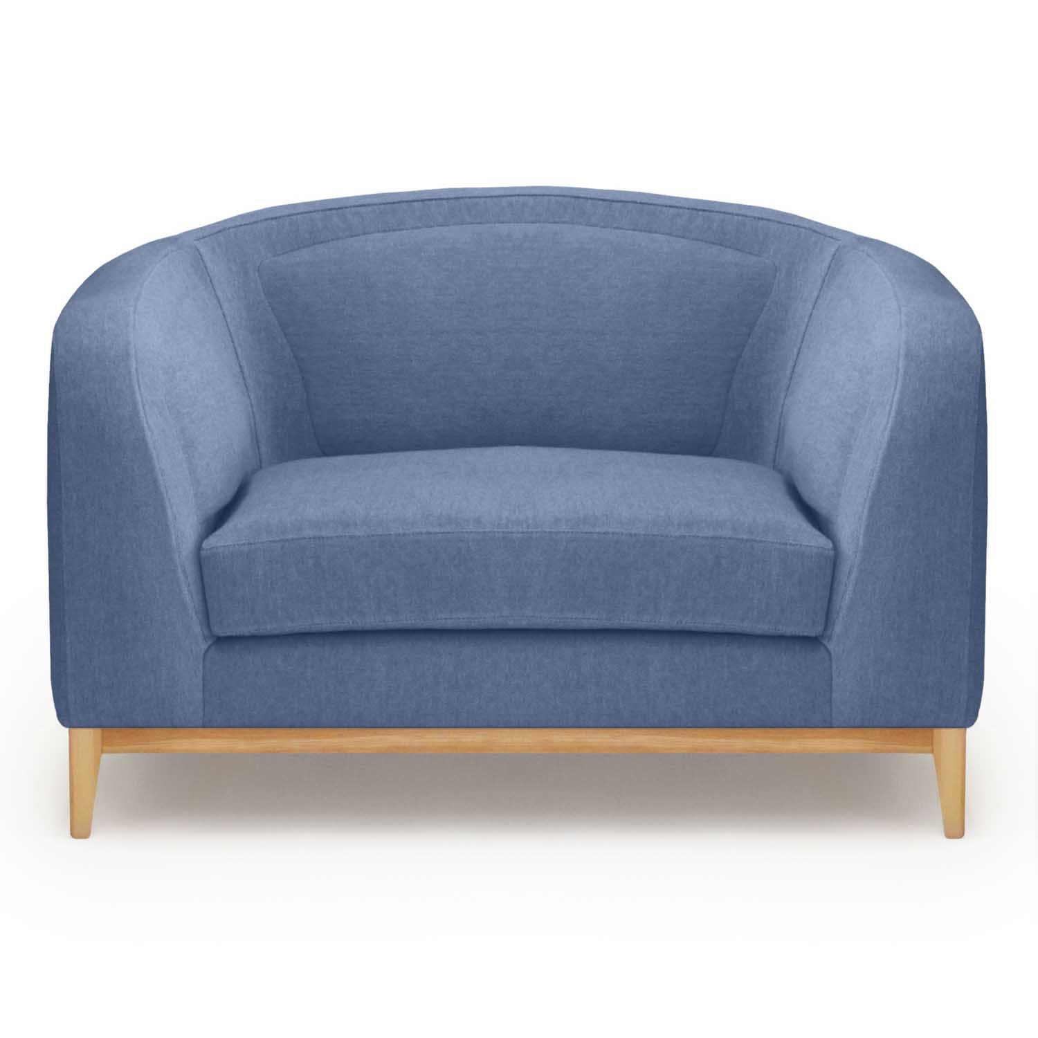 Olive and Orange Oil Treated Frame, blue armchair