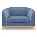 Olive and Orange Oil Treated Frame, blue armchair