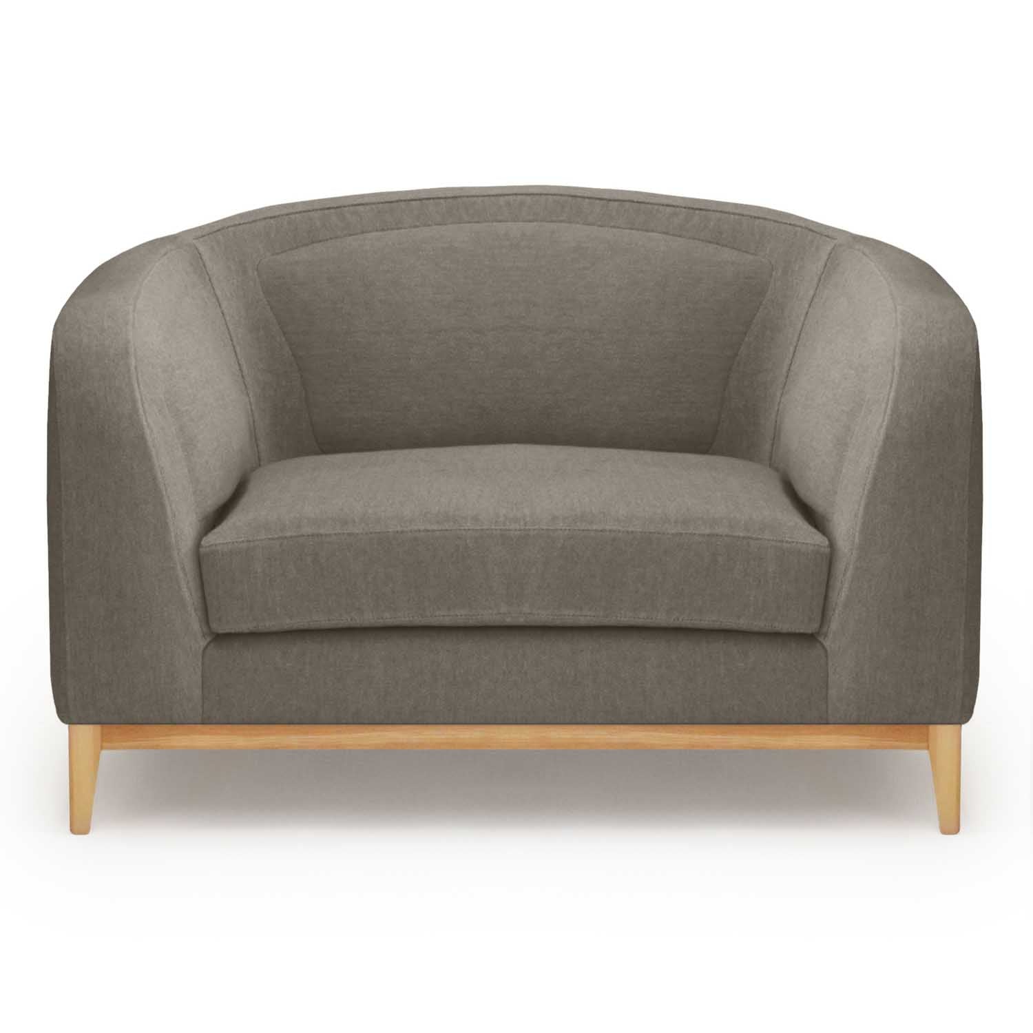 warm grey linen upholstery organic armchair