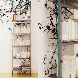 blue and silver bookshelf