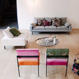 eco friendly  lounge chairs velvet and silk in a living room
