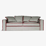 Sink into Comfort with Rafaella Sofa. red and beige version.