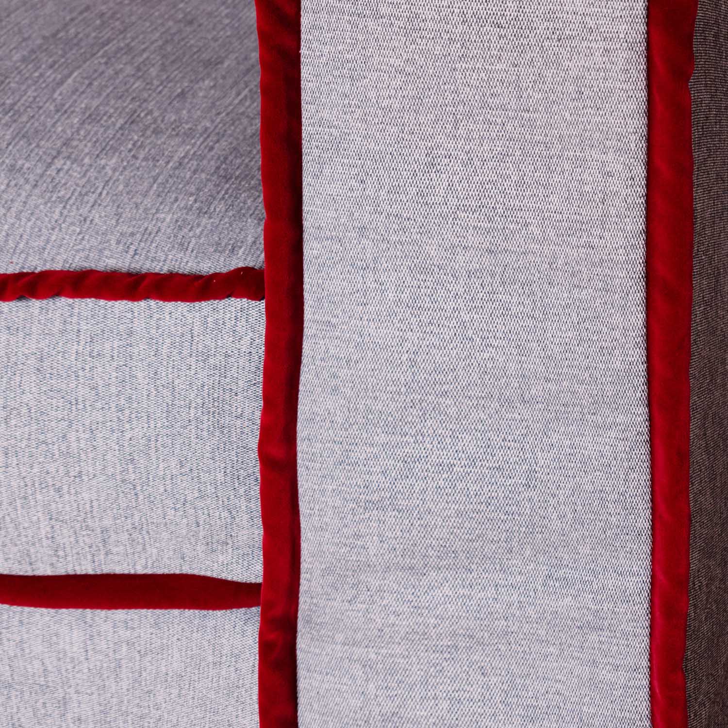 stitching detail on natural sofa.