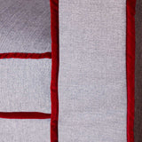 stitching detail on natural sofa.