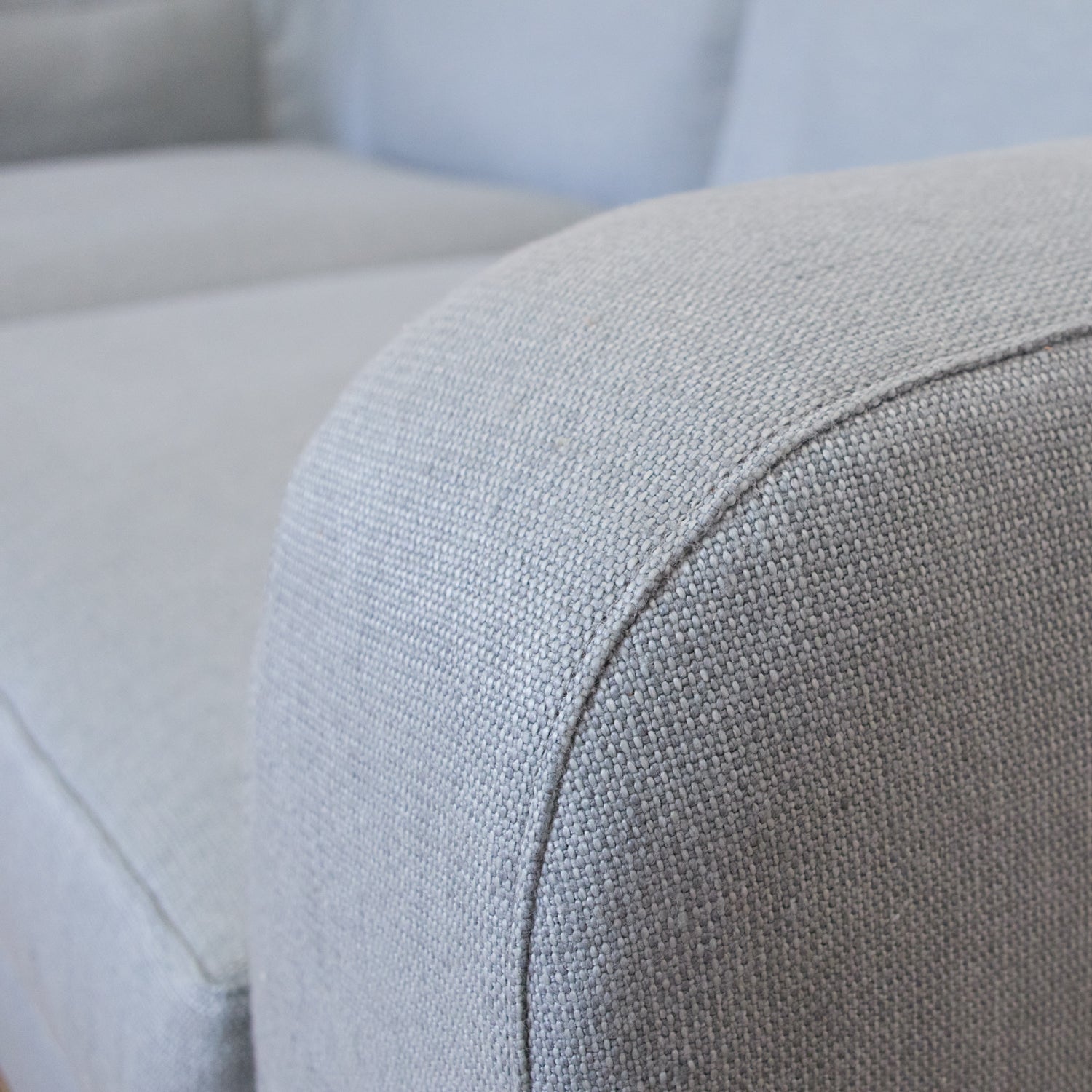 closeup of grey linen textile threads