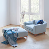 Playful Elegance linen armchair and pouf