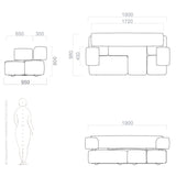 Transformable into linear sofa, L-shaped corner unit, or daybed.
