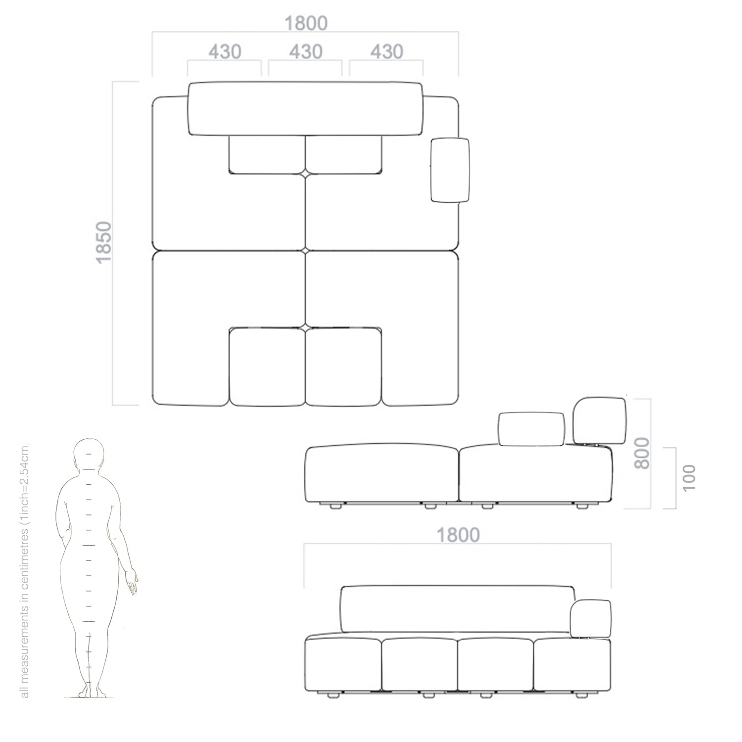 daybed drawing and dimensions