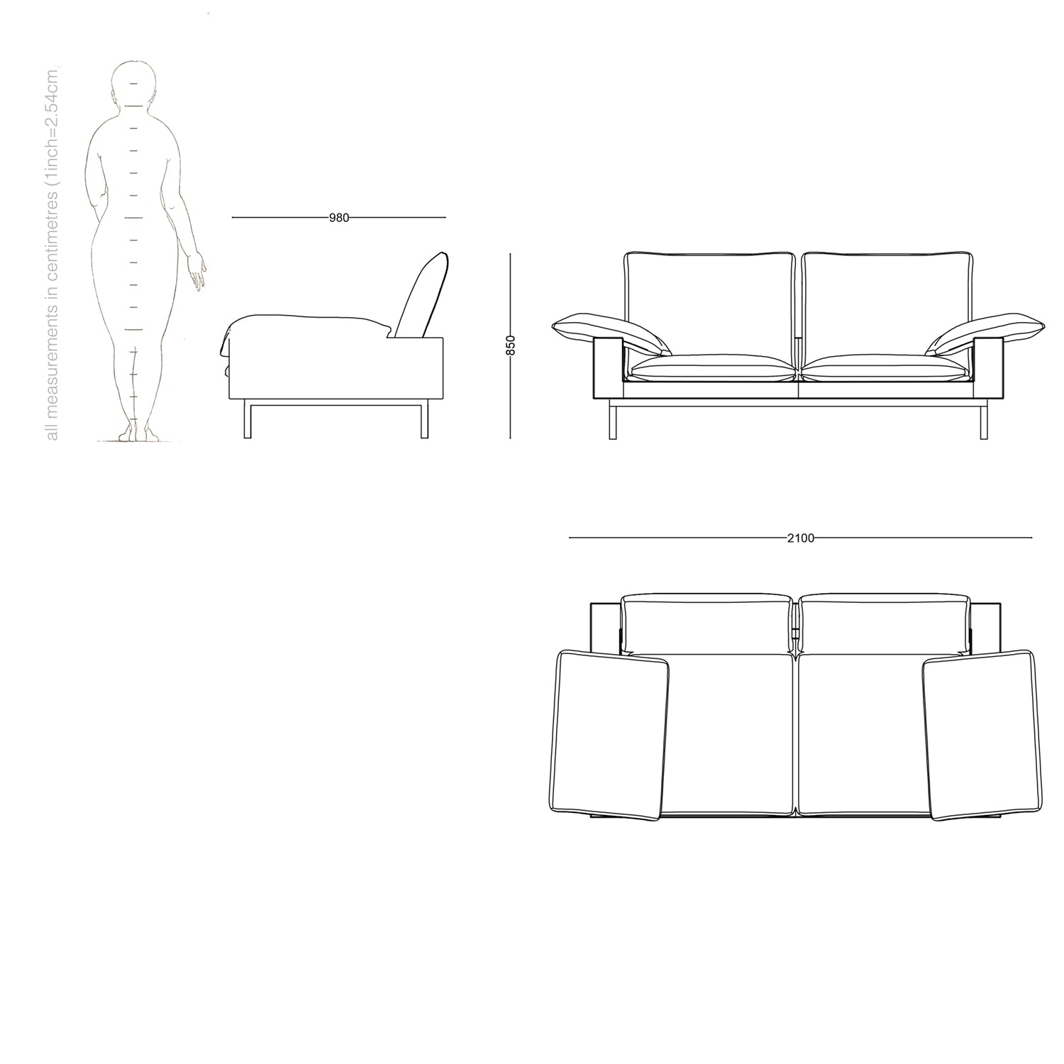 dimensions and drawings sofa
